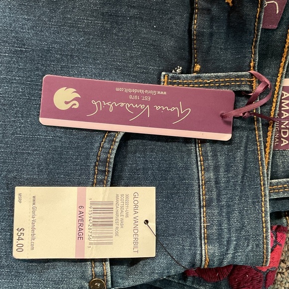 Gloria Vanderbilt Blue Skinny Jeans with Floral Embroidery - Picture 8 of 8